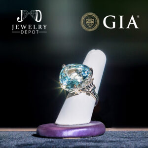 GIA-Certified 25-1/2+ ct Aquamarine, diamond, platinum ring